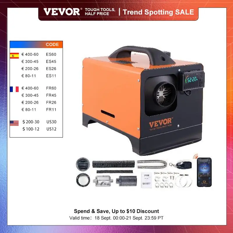 VEVOR 5/8KW Diesel Air Heater 12V All in One Car Heater with
