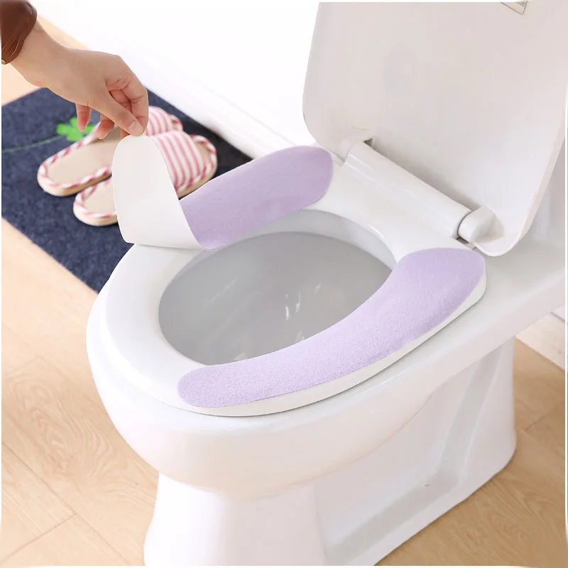 

2 PCS/set Winter Solid Color Toilet Seat Toilet Seat Washable Solid Color Soft Toilet Seat Universal Bathroom Accessories
