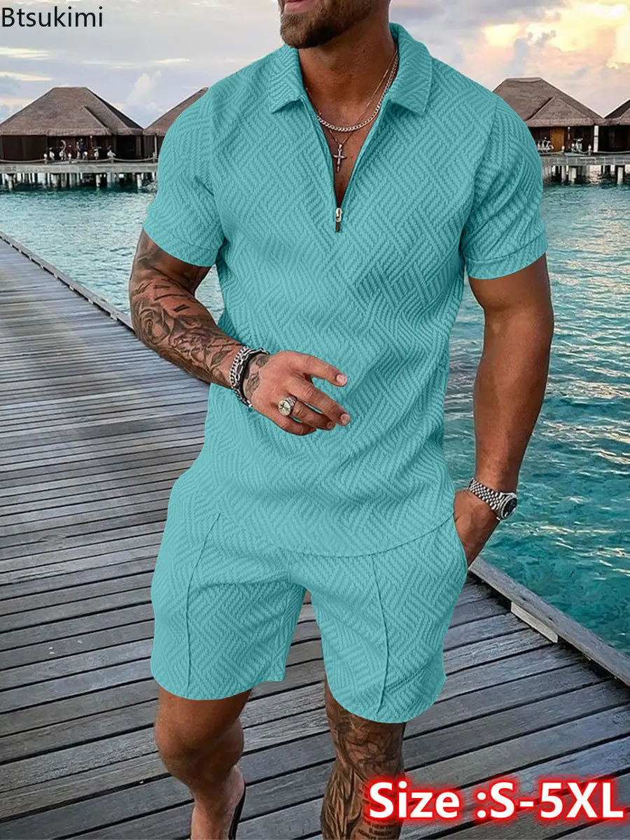 2023 Men‘s Summer Clothing Luxury Polo Shirts Short Sleeve Set Casual Man Shorts Tracksuit Outfits Social Golf Lapel T-Shirts
