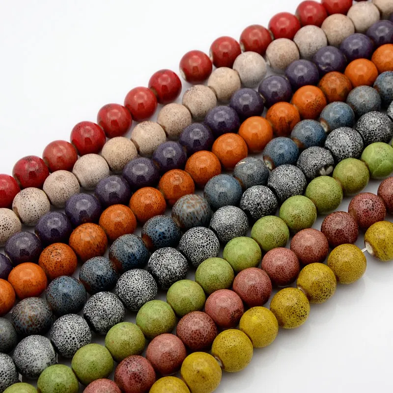 

5 strands 8/10/13mm Handmade Porcelain Ceramic Beads Loose Spacer Bead Charms For Retro Earring Necklace Jewelry Making Supplies