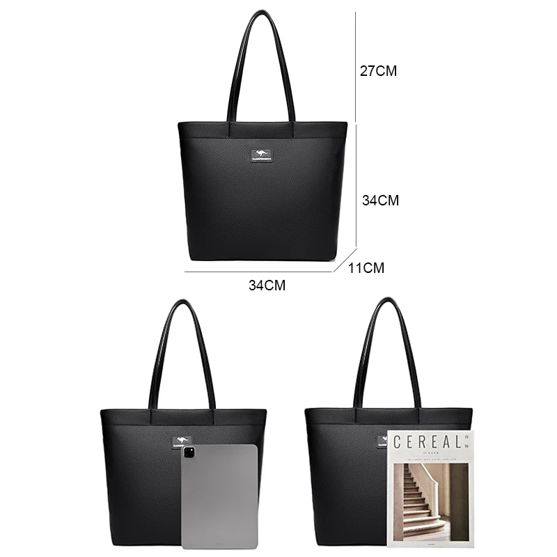 Сумка-тоут женская однотонная из мягкой кожи 2024