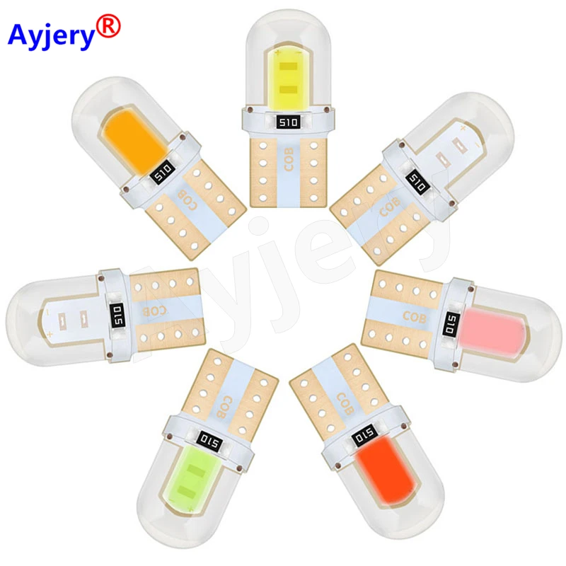 

AYJERY, 100 шт., COB, 4 чипа, фонарик, W5W, T10, 194, 168, 4SMD, парковочная фонарь, габаритная лампа, CAN-шина, силикагель, автомобильная идентификация