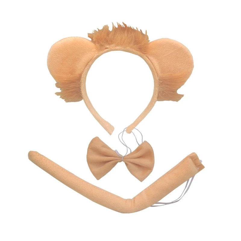 

Lion Costume Set Ears Headband Tail Gloves Bow Tutu Animal Fancy Costume Kit Accessories Halloween Cosplay Accessories
