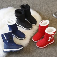 2022 winter girls mid calf plush snow boots princess outdoor durable boots zip wool boys warm toddler kids anti slip shoes new