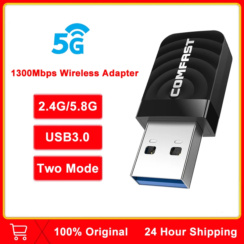 

1300Mbps USB3.0 Wifi Network Card 802.11 AC Dual Band Wi Fi Adapter 2.4G/5.8G Wireless Wi-fi Dongle Win XP/Vista/7/8/10/11 Mac