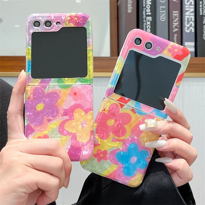 Фото Модный чехол Oill с рисунком цветов для телефона Samsung Galaxy Z Flip 6 5 4 3 Z Flip5 Flip6 Flip4 5G, милые силиконовые чехлы №1