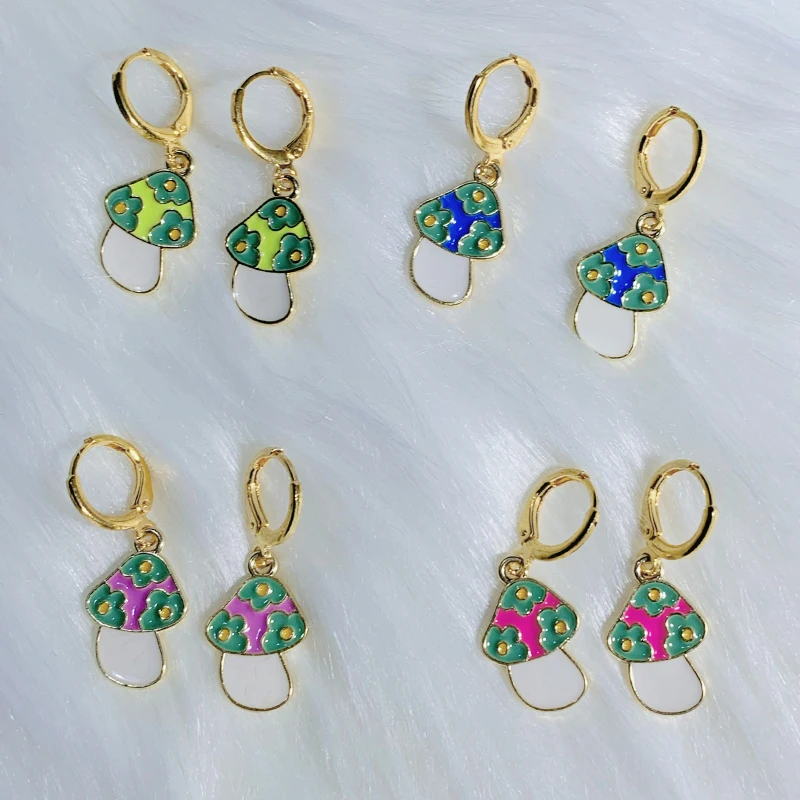 

2000s Jewelry Mushroom Earrings Kawaii Aesthetic Korean Fashion Flower Drop Earrings for Women Egirl Accessories Harajuku