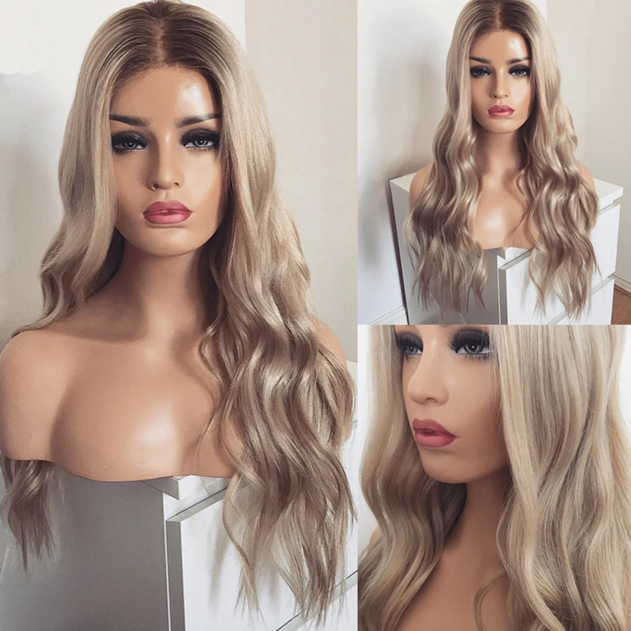 

Full Lace Wig Highlight Ombre Ash Blonde Human Hair Natural Wave For Women Baby Hair Preplucked Remy Peruvian Hair Glueless