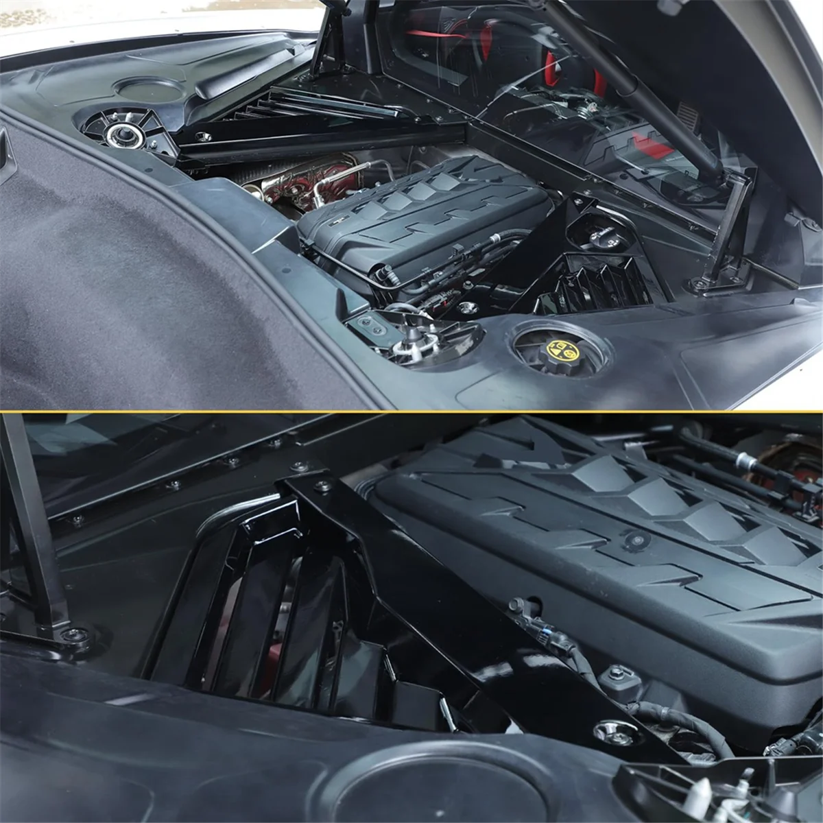 Крышка панели двигателя для Chevrolet Corvette C8 2020-2023 задняя защита Черная