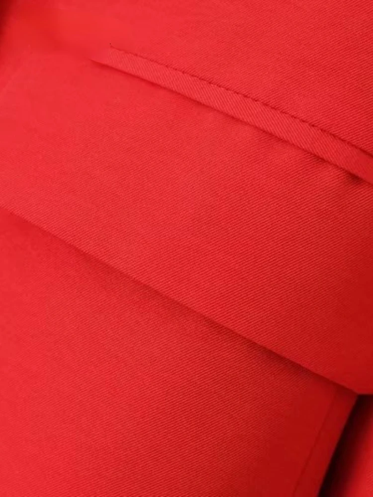 Spring Women Vintage Blazer Soild Double Breasted Red Long Sleeve Office Lady Loose Suit Coat Button Casual Outerwear Chic Tops