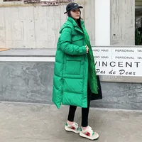 2022 New Winter Jacket Women Parka Fashion Long Coat Hooded Parkas Green Loose Oversized Warm Snow Wear Cotton Padded Thicken