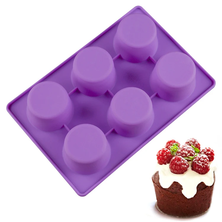 

Silicone 6 Cavity Round Baking Mold For Muffin Cup Cake Decorating Tools