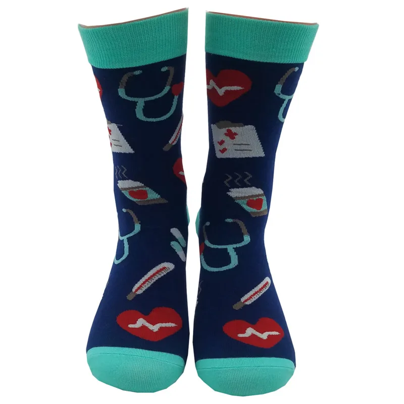 

Socks Casual Crazy Socks Men Socks Funny Cute Medicine Stethoscope Heart Printing Color Matching Harajuku Skateboard Sock