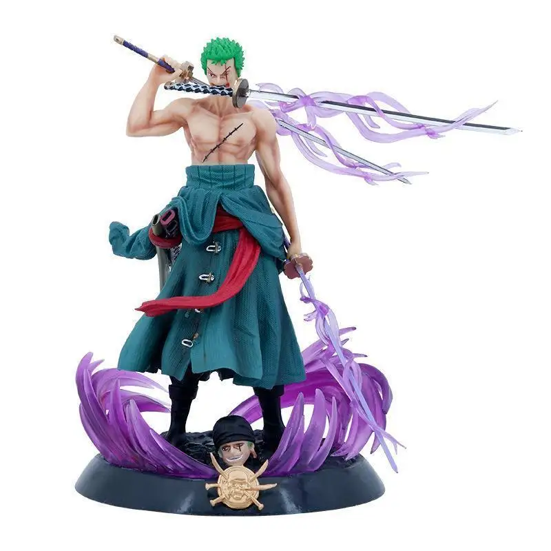 

One Piece Action 21cm Roronoa Zoro Double Headed Figure Three-Knife Fighting Skill Anime Model Decorations PVC Toy Birthday Gift