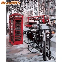 ruopoty frame painting by numbers street phone booth scenery picture by number handmade 40x50cm frame on canvas home artwork
