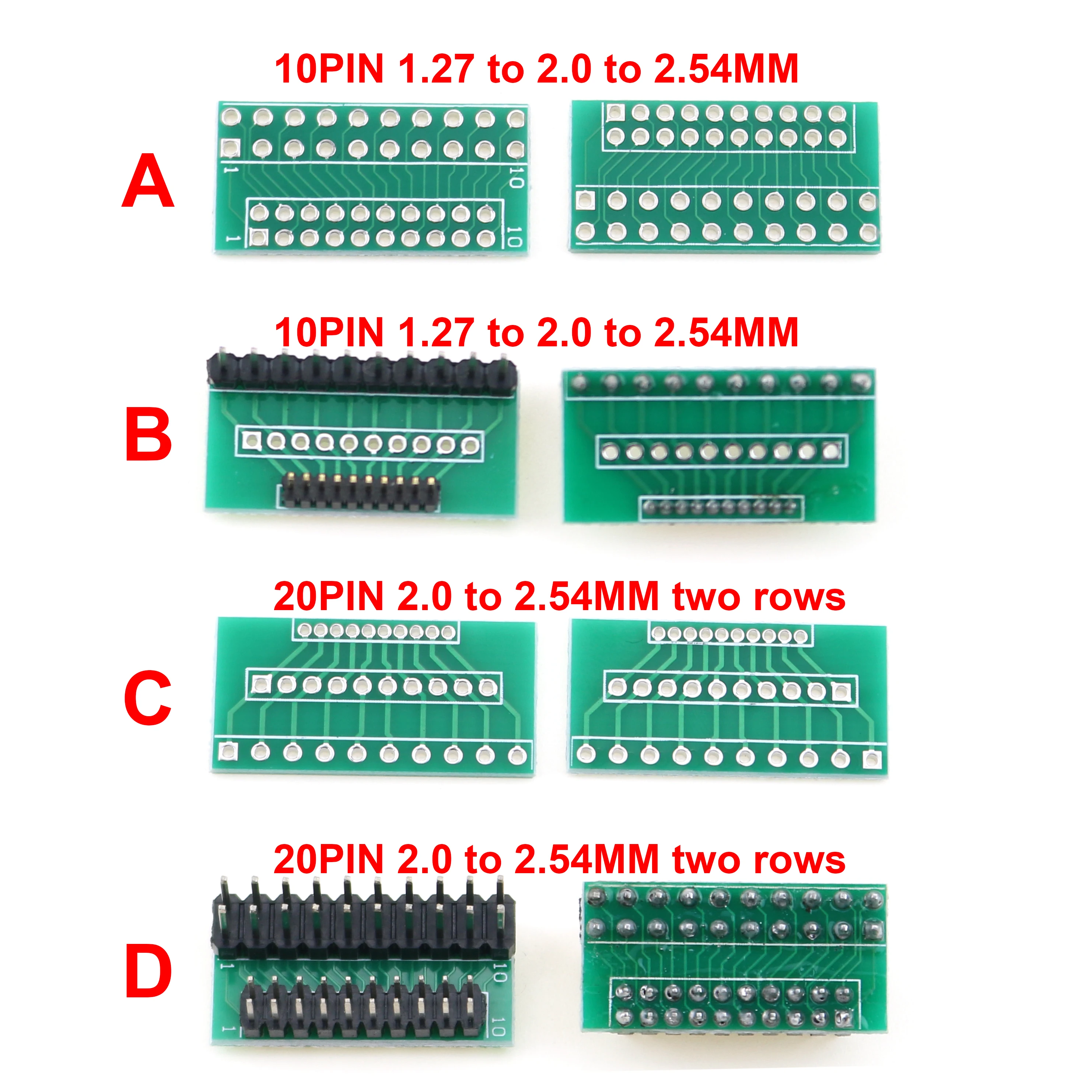 

1pcs 10P 20P 1.27MM 2.0MM 2.54MM PCB Adapter Board Plate for Wireless Modules 10PIN 20pin 2.0mm to 2.54mm Double Rows Needles