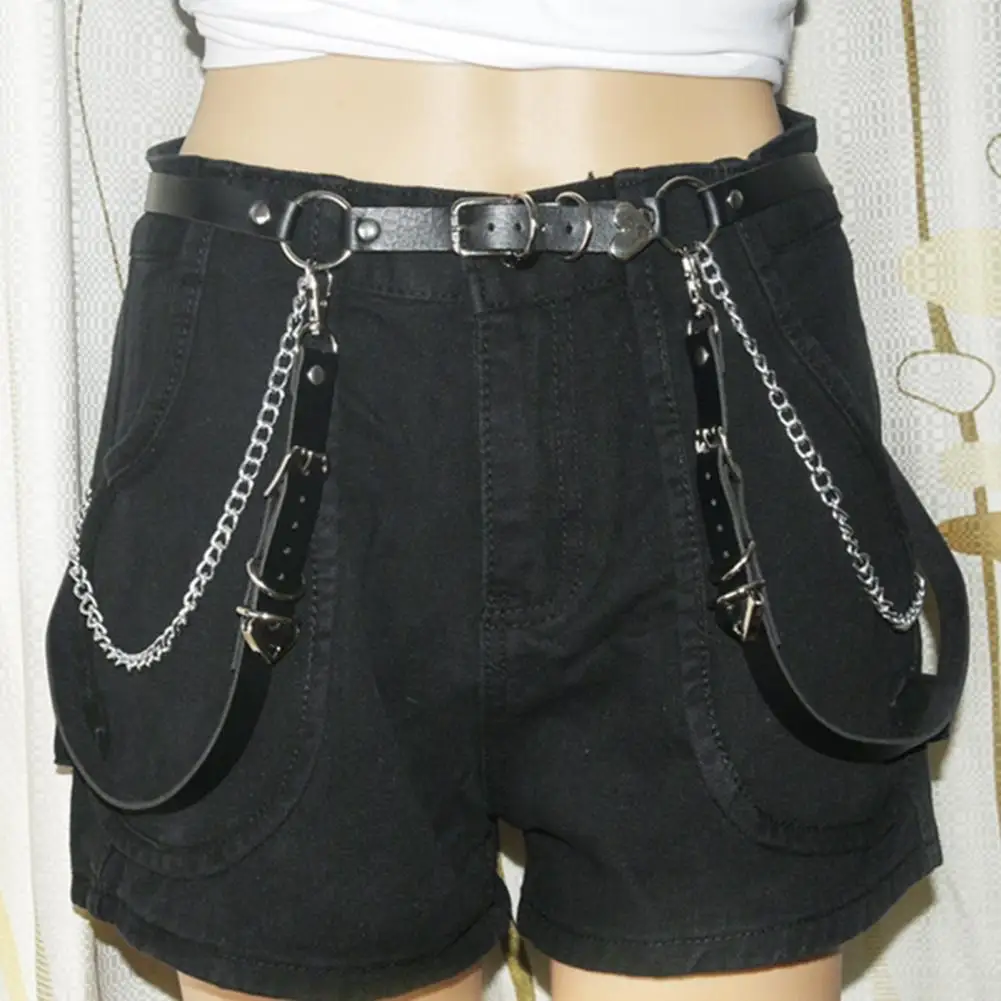 

Dark Punk Style Belt Fashionable Belt with Metal Hook Buckle Tassel Chain Dark Lolita Teenage Punk Waistband Accessory Women