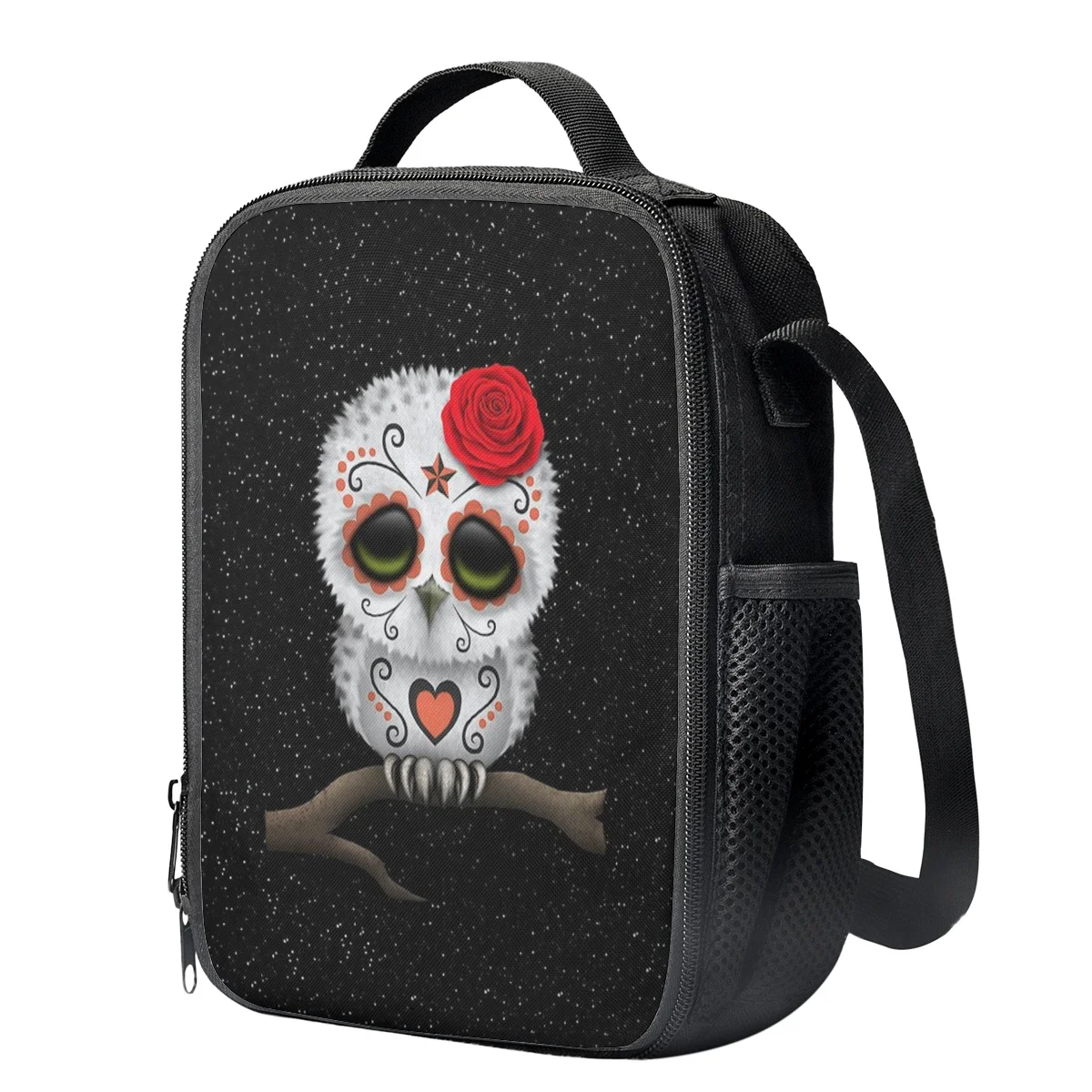 FORUDESIGNS Backpack Set Crossbody Bag Pencil Case Gothic Skull Owl Cartoon Printed Girls Boy Large-capacity Students School Bag