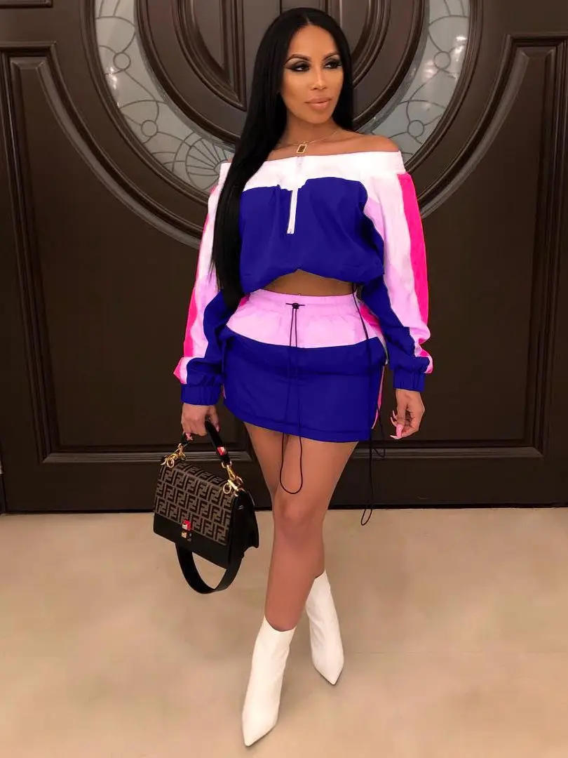 

2 Piece Outfits for Women Top and Short Skirt Lightweight Windbreaker Set Women Two Piece Outfits Sets Autumn Sports Sweat Suits