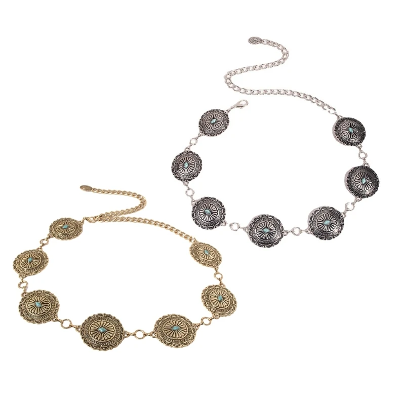 

Adjustable Waist Chain for Women Skirt Ladies Dress Relief Flower Buckle Belt