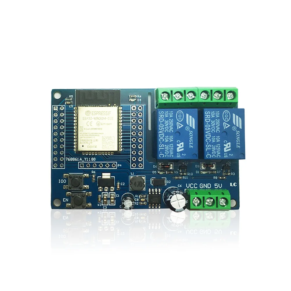 

DC5-60V Power Supply Dual-channel WIFI BLE Relay Module ESP32-WROOM Development Board Secondary Development Suitable for Arduino