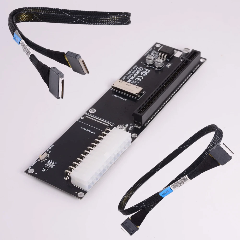 Фото Oculink 8x SFF-8611 SFF-8612 Адаптер 8i к PCI Express 4.0 X16 Gen4 Внешняя видеокарта Адаптер OCuLink EGPU ATX 24-контактный адаптер питания №1