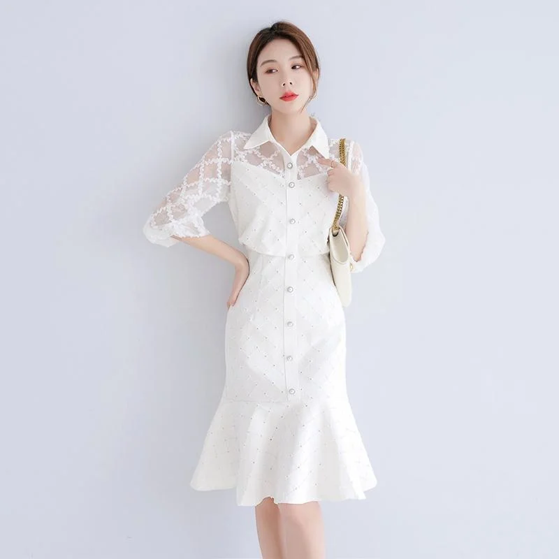 

Royal Sister Style French Gentle Fishtail Skirt First Love Skirt Design Sense Of Minority Temperament Slim Skirt White Dress