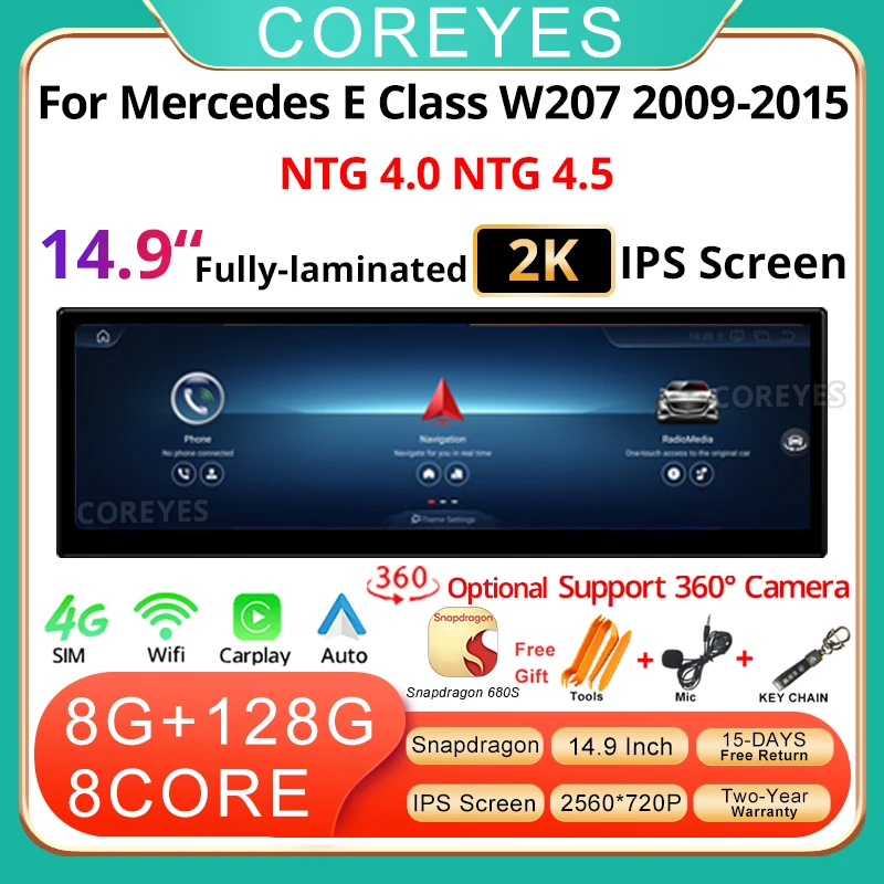 COREYES 14 9 "автомобильный радиоприемник для Benz W207 2009-2015 Carplay стерео мультимедийный