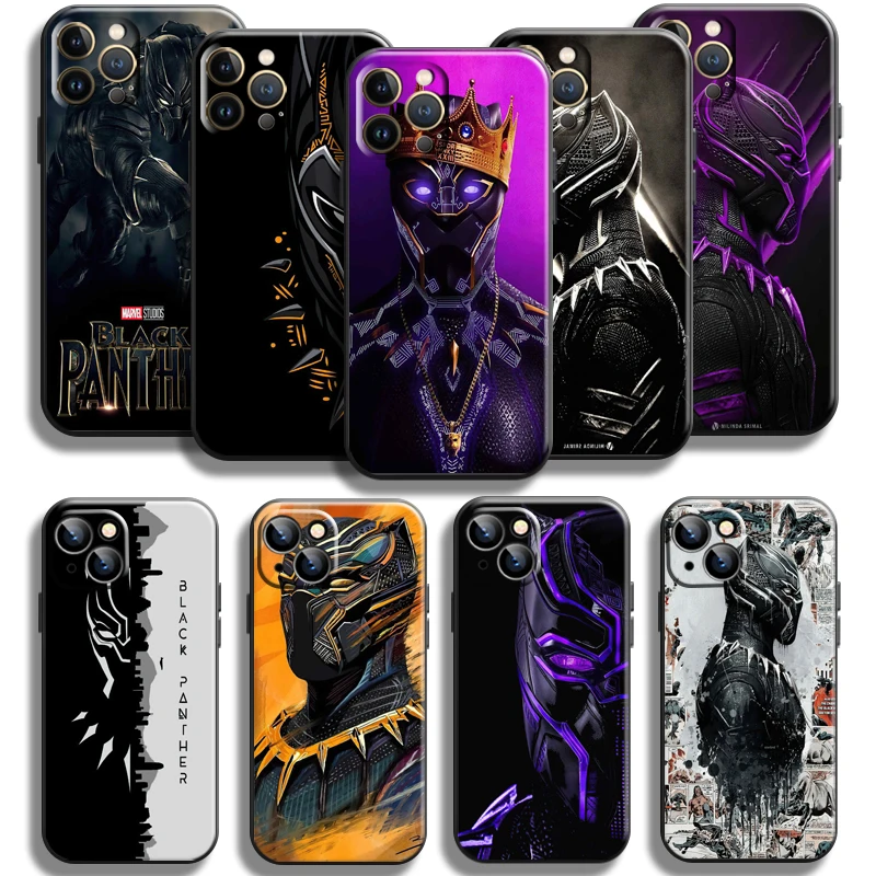 

Marvel Avengers Black Panther For Apple iPhone 13 12 11 Pro Mini X XR XS Max SE 5 5s 6 6S 7 8 Plus Phone Case Black