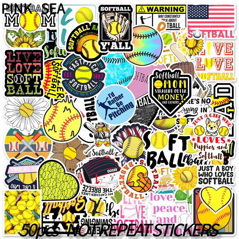 

10/30/50pcs/set Softball Cartoon Sports Cool Graffiti Stickers For Laptop Phone Diy Luggage Skateboard Guitar Helmet Kids