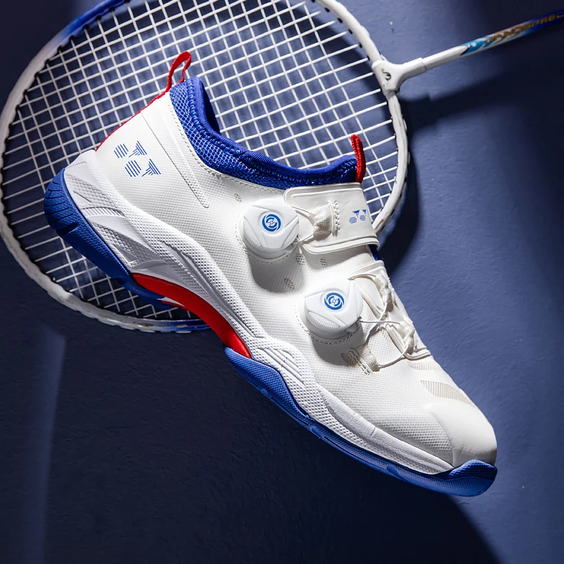 New men's and women's universal comfortable light breathable double rotary buckle badminton shoes sneakers