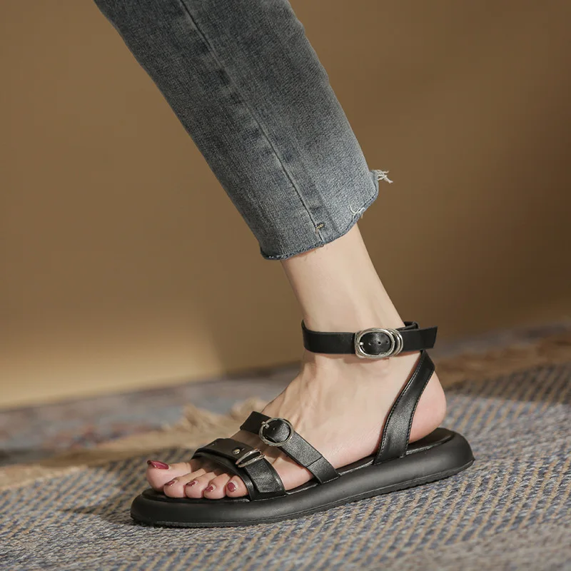 Модная женская обувь 2024 бежевые Босоножки на каблуке с пряжкой туфли для