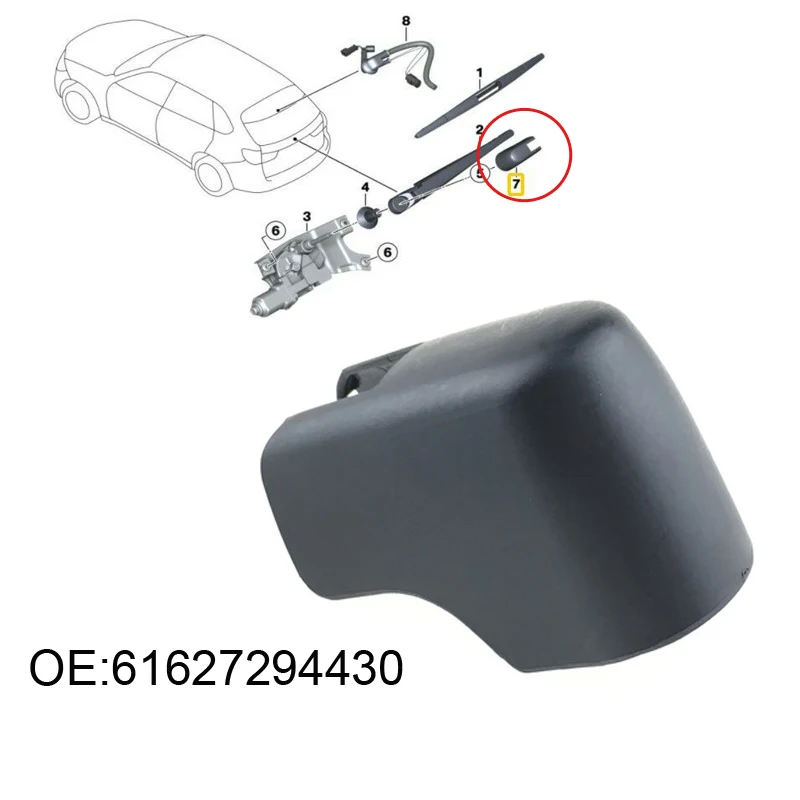 

For Bmw X5 Series 14-18 F15 F85m Rear Wiper Arm Cover Cap 61627294430