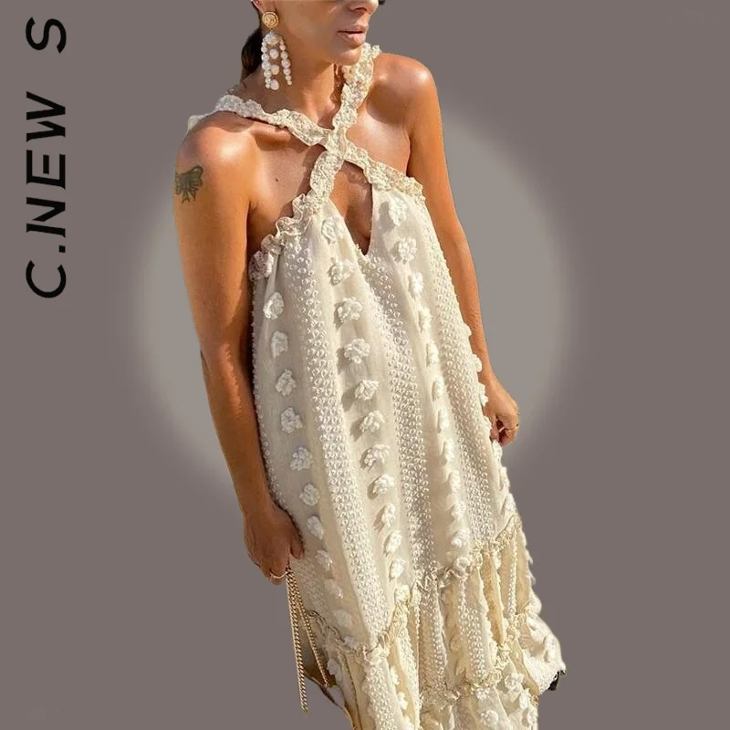 C. Новое платье женское Новое оборка Пляжное длинное платье Платье с вырезом Слим Стритвир Дешевая мягкая женская одежда Вестидос.