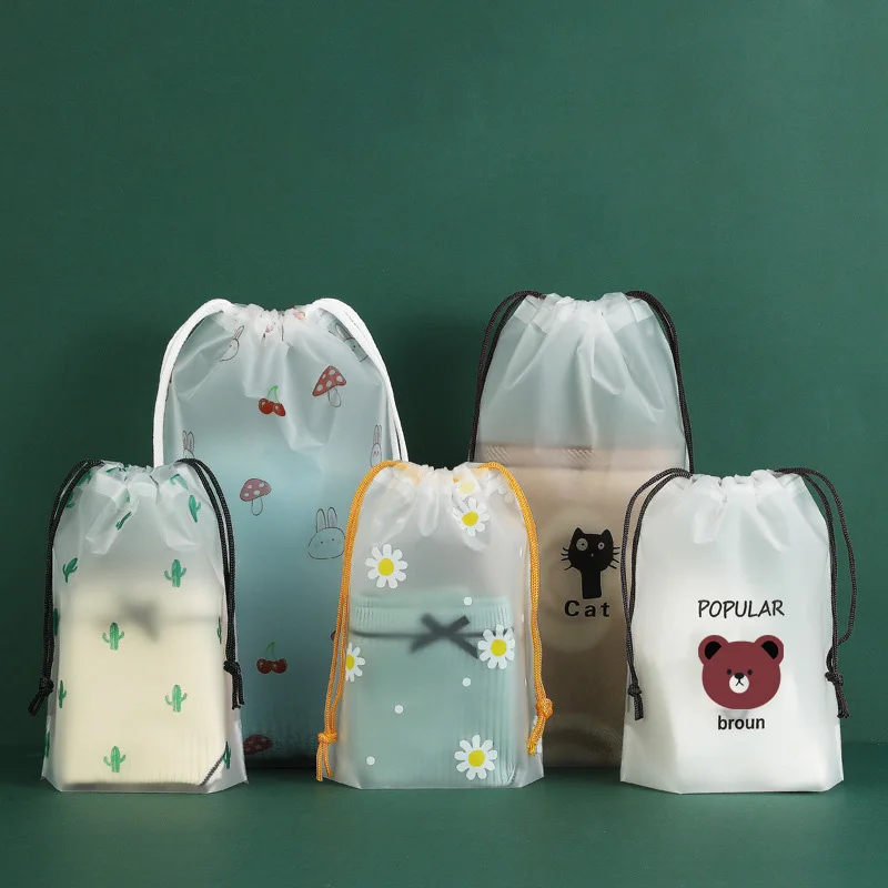 

5PCS/PE storage bag travel storage transparent drawstring pocket gift bag Christmas gift packaging bag advertising promotion