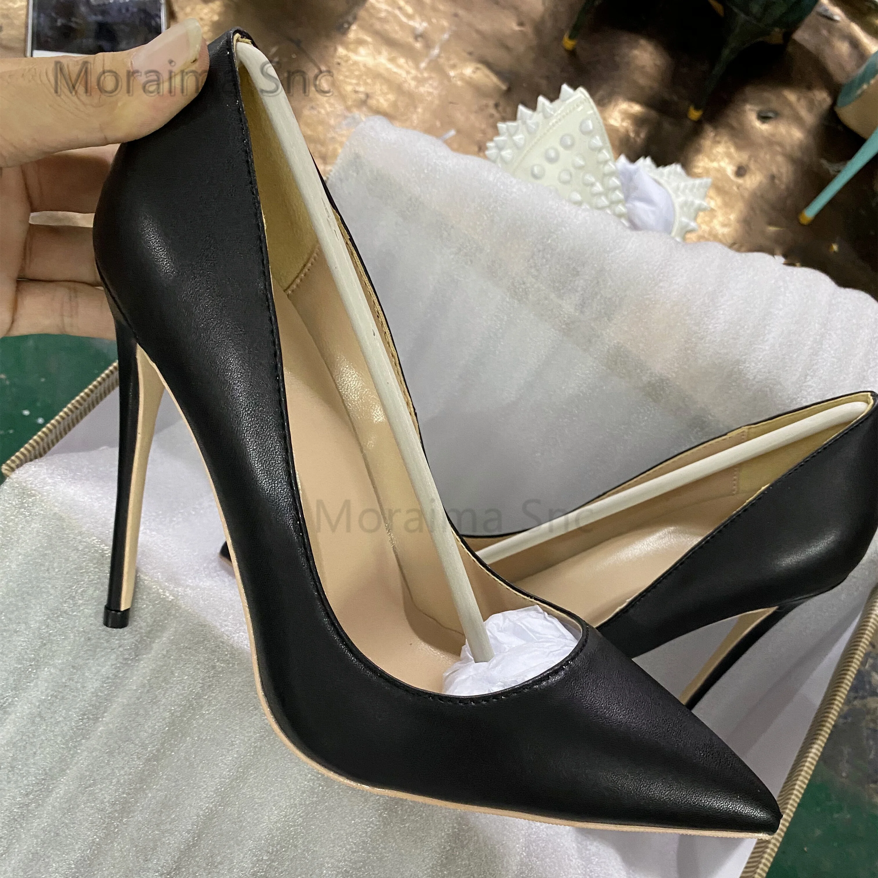 Black Naked High Heels Women Pumps Fashion Stiletto Heel Leather Shoes Office Lady Party Wedding Shoes Ladies Spring Autumn Shoe