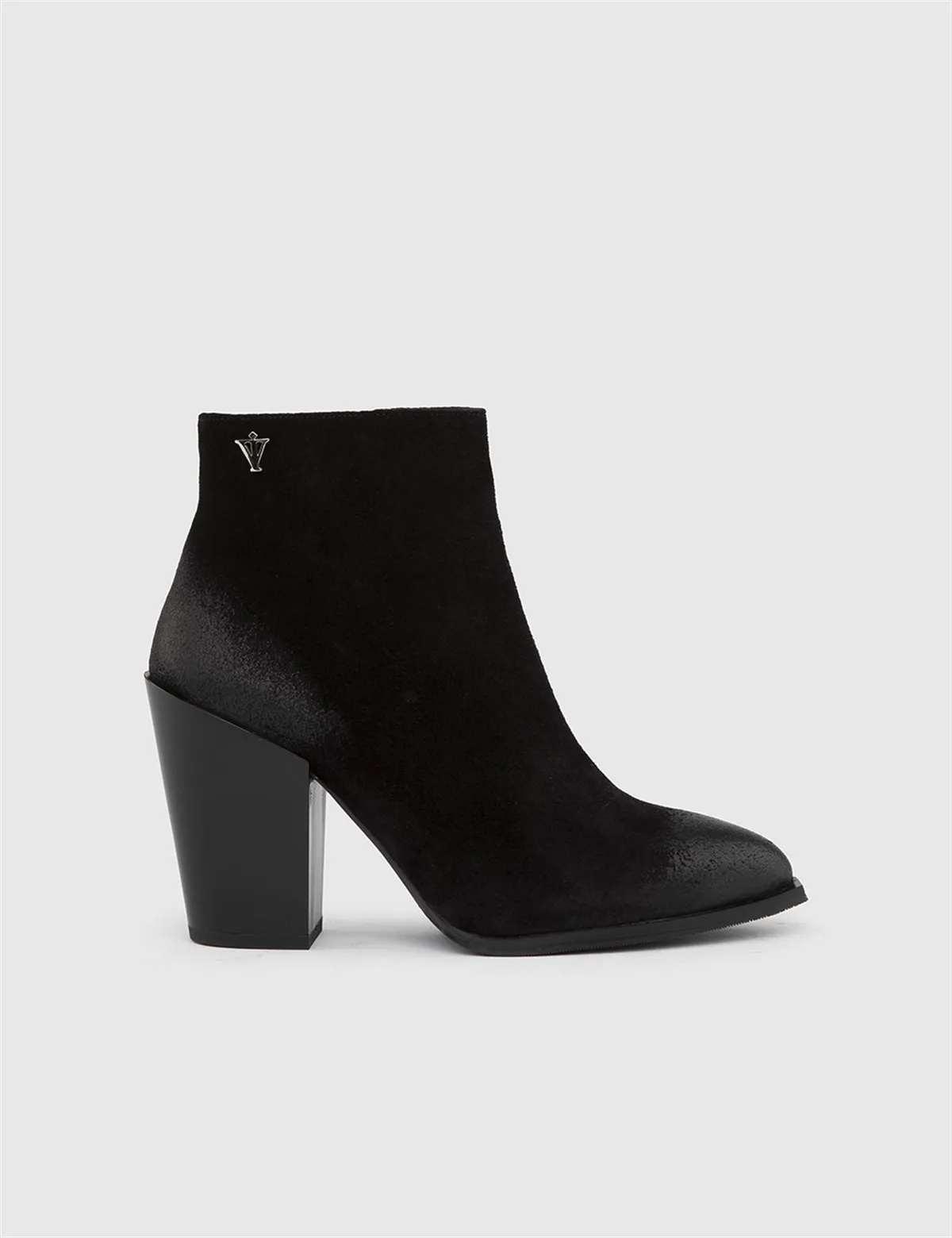 

ILVi-Genuine Leather Handmade Steel Black Split Suede Leather Women's Heeled Boot Women's Shoes 2022 Fall/Winter