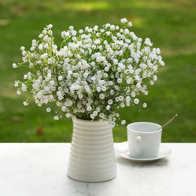 

15inch White Gypsophila Artificial Flowers Wedding DIY Plastic Babies Breath Fake Flower Home Decor Decoration Arrangement