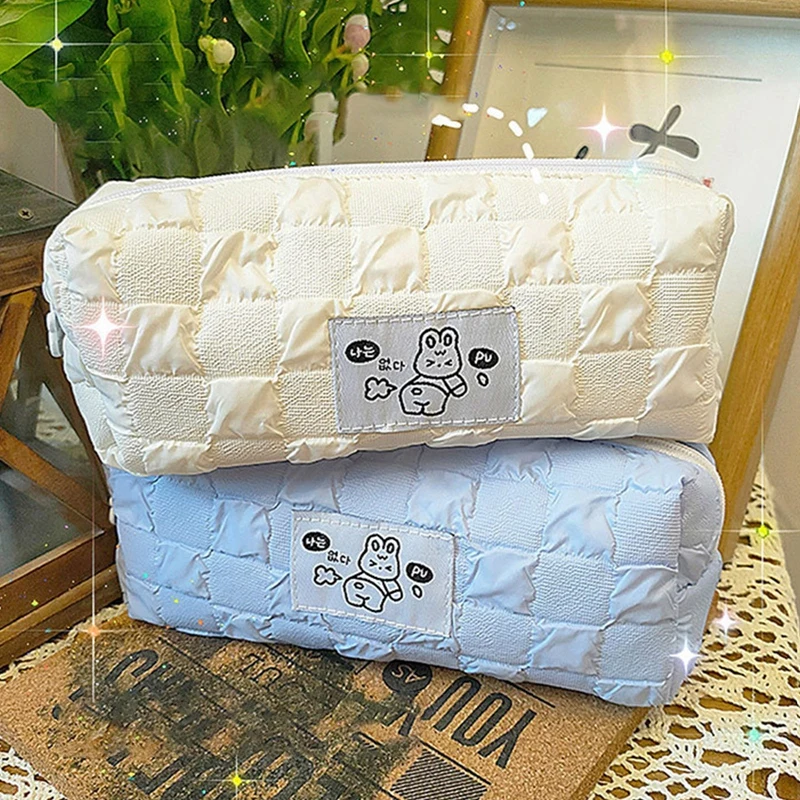 

Pen Case Portable Stationery Case INS Large Capacity Student Makeup Stationery Cute School Supplies Fabric Pencil Bag