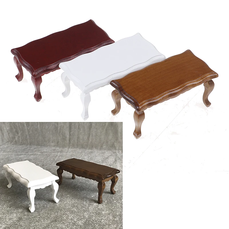 

3 colors 1/12 Dollhouse Wave-Edged Wooden Coffee/End Table Miniature Furniture