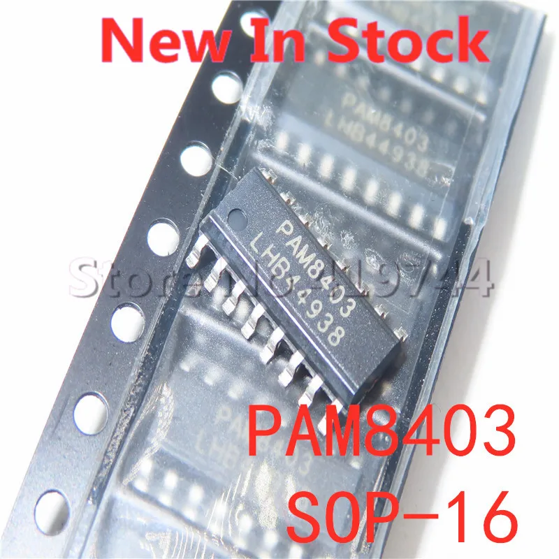 5 шт./лот PAM8403 PAM8403DR SOP-16 SMD безфильтровый стереоусилитель класса D, новая Оригинальная интегральная схема
