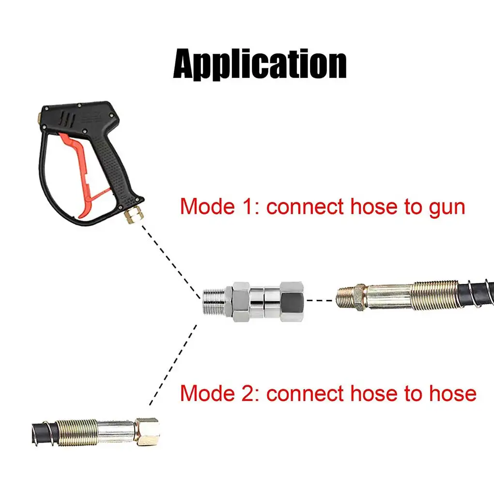 

Washer Swivel Joint Wear-resistant Rustproof Washers Hose Fittings Anti-skidding 4500PSI Threaded Connector Car Washing Adapter