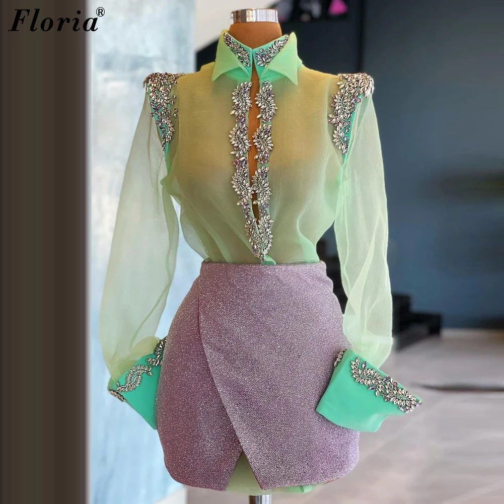 

Женское коктейльное платье из двух частей, с длинным рукавом