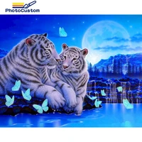 photocustom diy pictures by number tiger kits drawing on canvas painting by numbers animals hand painted picture gift home decor