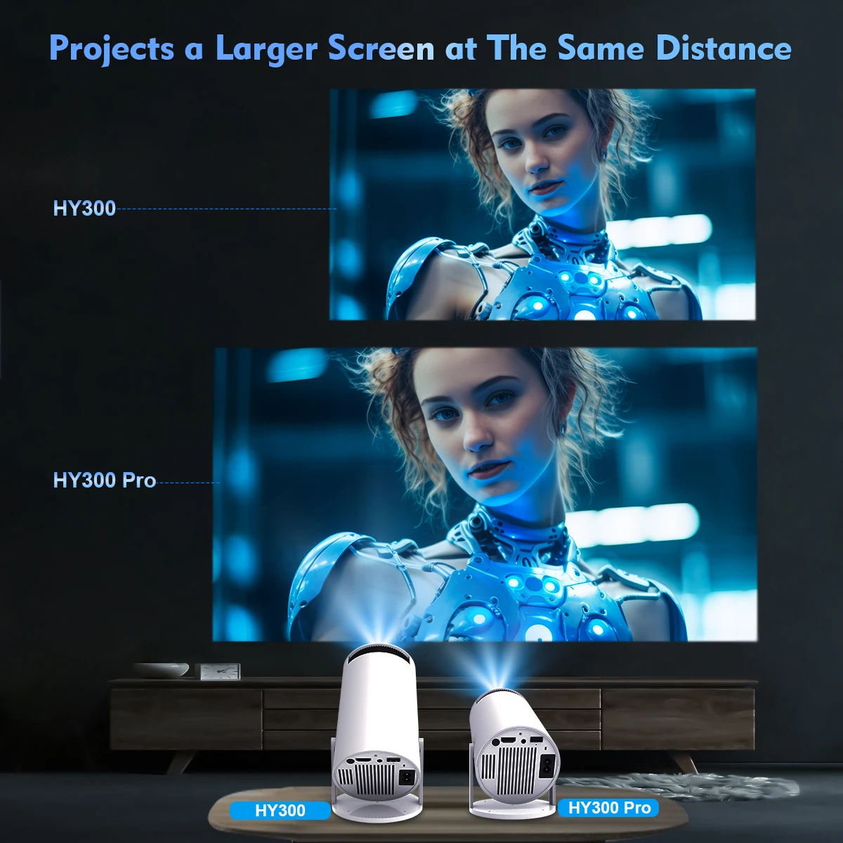 Проектор HY300 PRO 4K Android 11 двойной Wi-Fi6 260ANSI Allwinner H713 BT5.0 1080P 1280*720P