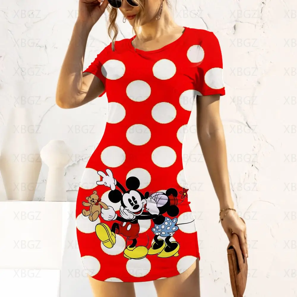 

Party Dresses Women 2022 Print Evening Chic and Elegant Woman Dress Sexy Mikey Mouse Women's Tight Y2k Disney Summer Slim Fit
