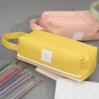 kids children portable canvas striped pencil cases large capacity multifunctional storage bag organizer pouch stationery holder