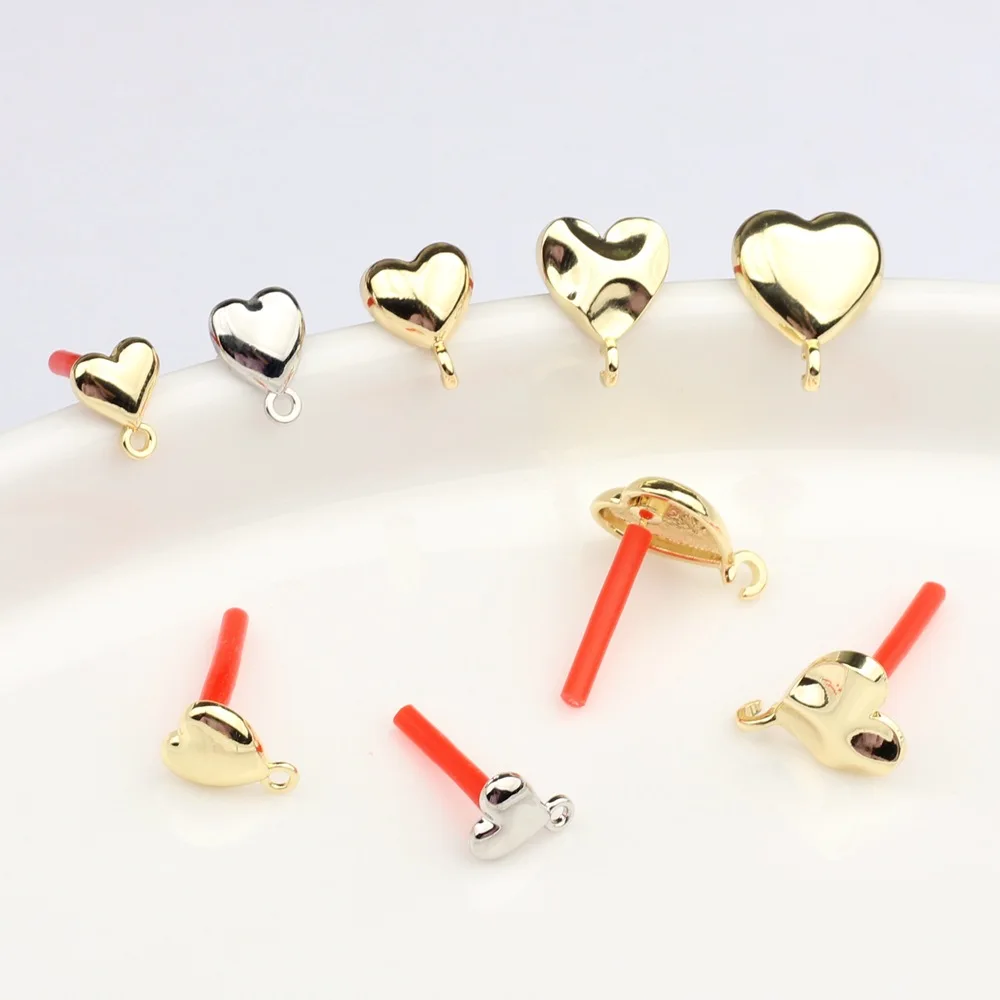 

10Pcs DIY Earrings Setting Gold Color Heart Shape Stud Earrings Posts Connectors Earrings Base for Jewelry Making Accessories