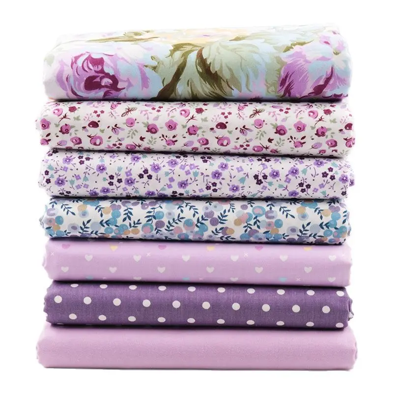 7pcs/lot Bundle Purple Series Printed Cotton Fabrics Patchwork Cloth Scrapbook Telas DIY Sewing Quilting Material - купить по