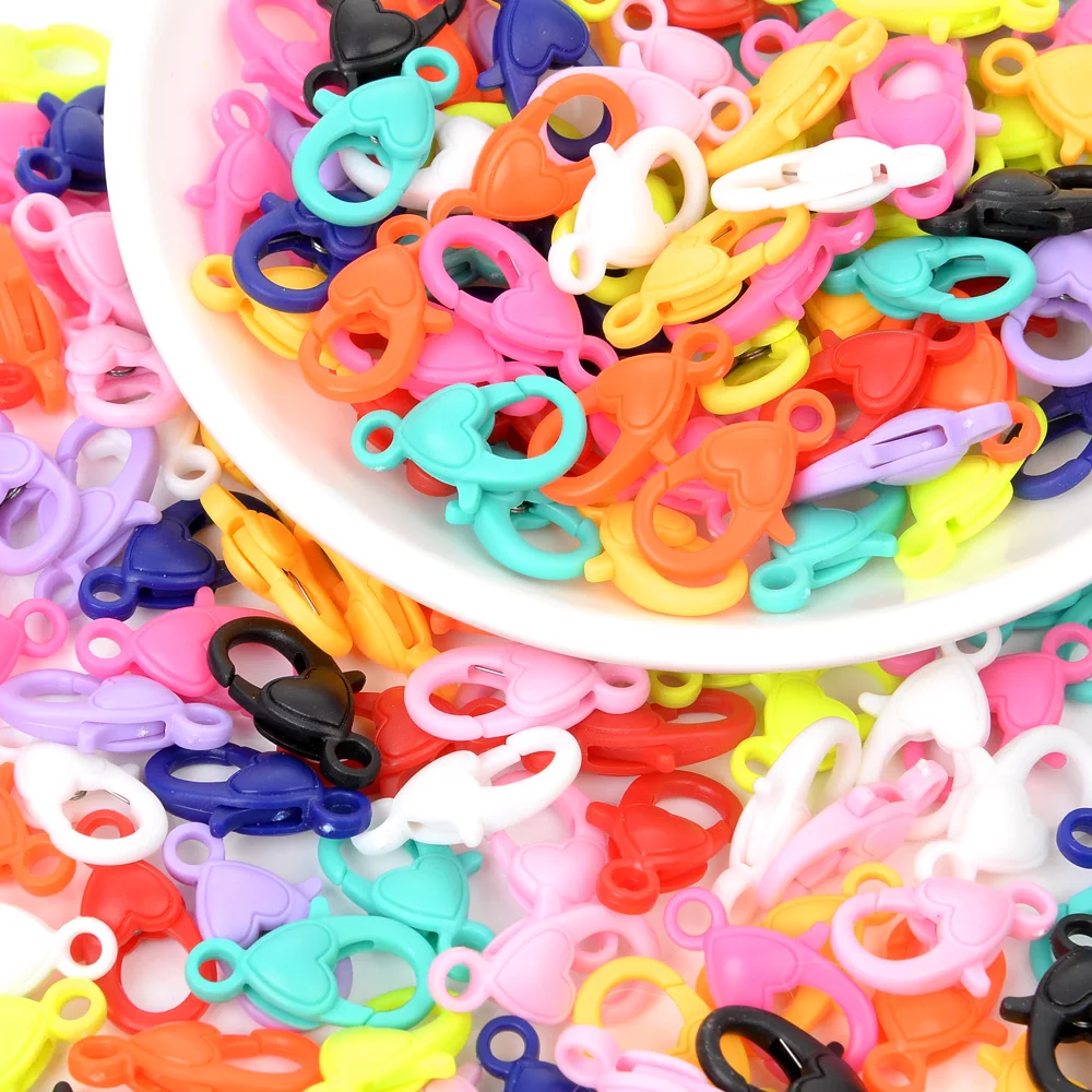 Разноцветная фурнитура для ювелирных изделий пластиковые крючки в форме сердца